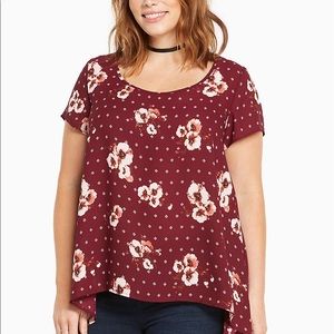 Plus Size 4 Torrid Floral Georgette Sharkbite Top